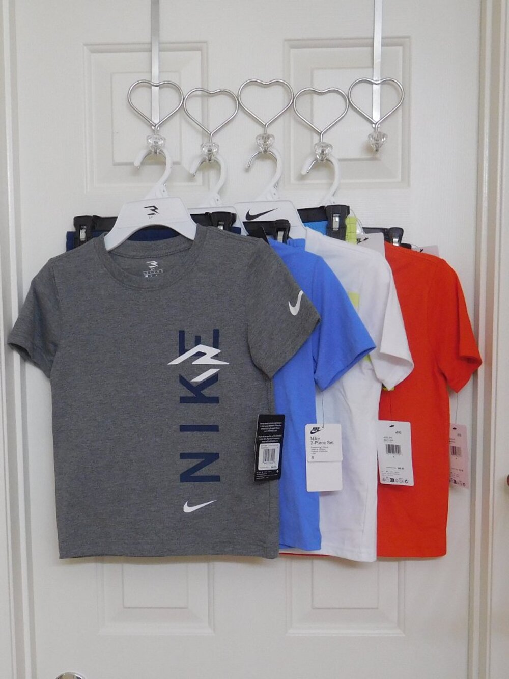 NWT 4 Nike Outfits 2pc Shirt & Shorts Sets Gray Blues Red Bundle sz 6